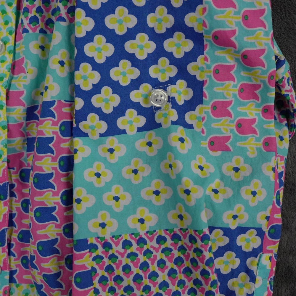 Talbots Islands Shirt Dress Womens 16W Multicolor Patchwork Floral Tulip Belted - Picture 4 of 16